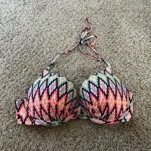 Victoria's Secret The Bombshell Halter Pastel Foil Metallic Ikat Bikini Top 36B